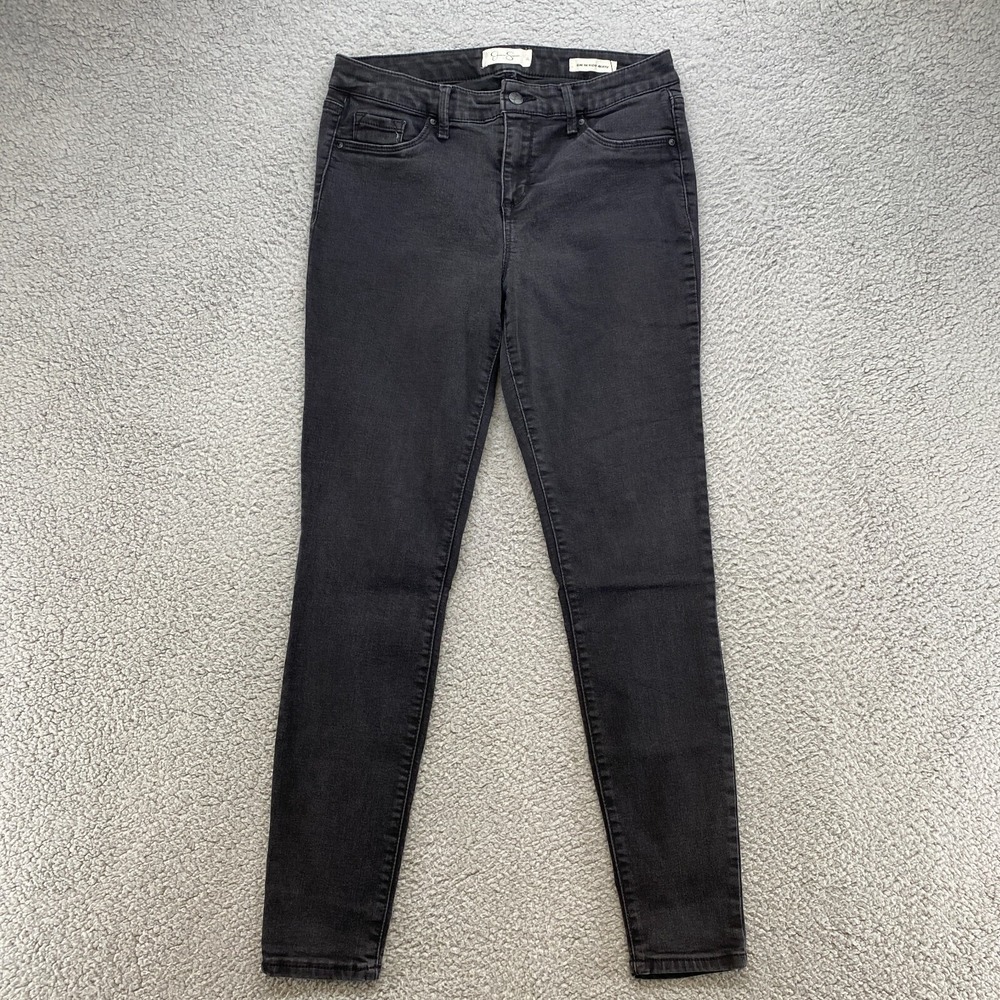 Jessica Simpson Skinny Jeans Womens 30 Mid Rise Washed Black Charcoal Stretch